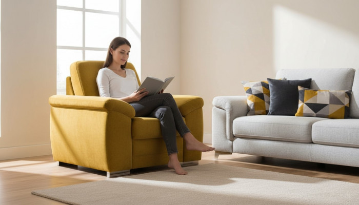 Conception Fauteuil Relax Club Canapé Fauteuil 1 Place Chaise TV Tissu Rembourré Canapé