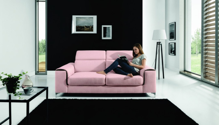 Un canapé 2 places moderne et confortable de couleur rose élégante