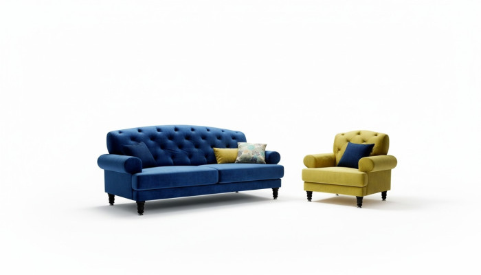 Ensemble de canapé design classique 3+1 Canapé Chesterfield Rembourré Canapés Set nouveau