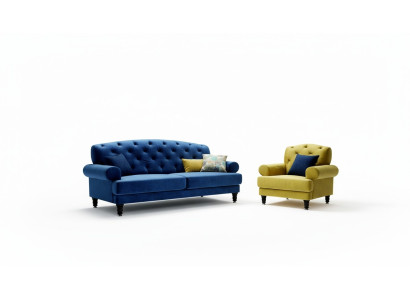 Ensemble de canapé design classique 3+1 Canapé Chesterfield Rembourré Canapés Set nouveau