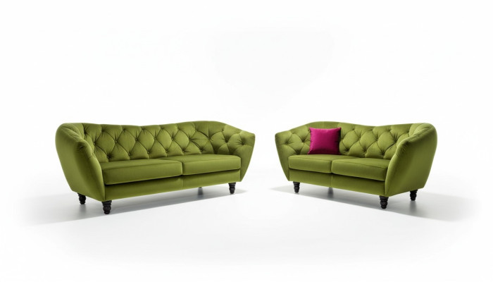 Chesterfield ensemble de canapé 3+2 places en tissu rembourré design.