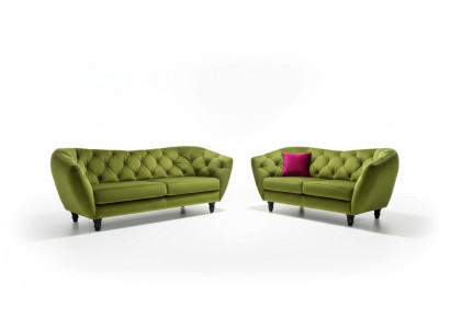Chesterfield ensemble de canapé 3+2 places en tissu rembourré design.