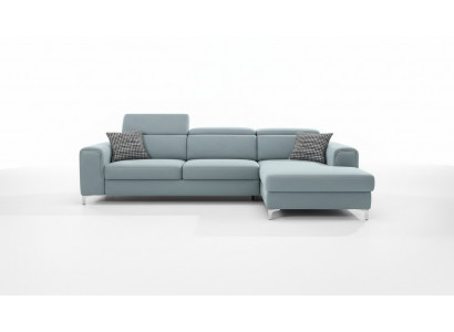 Confortable canapé d'angle, doux et design en bleu exquis pour le salon