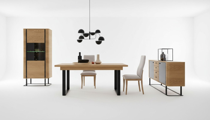 Ensemble de meubles de salon de haute qualité Vitrine + Table à manger + Buffet Commode