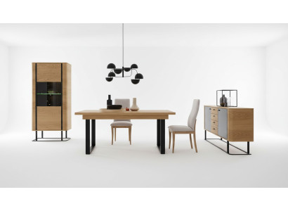 Ensemble de meubles de salon de haute qualité Vitrine + Table à manger + Buffet Commode