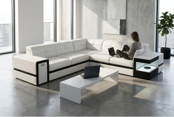 Canapé en cuir Canapé Divan Canapés Tapisserie Siège Canapé d'angle Paysage vivant Grand XXL