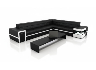 Canapé en cuir Canapé Divan Canapés Tapisserie Siège Canapé d'angle Paysage vivant Grand XXL