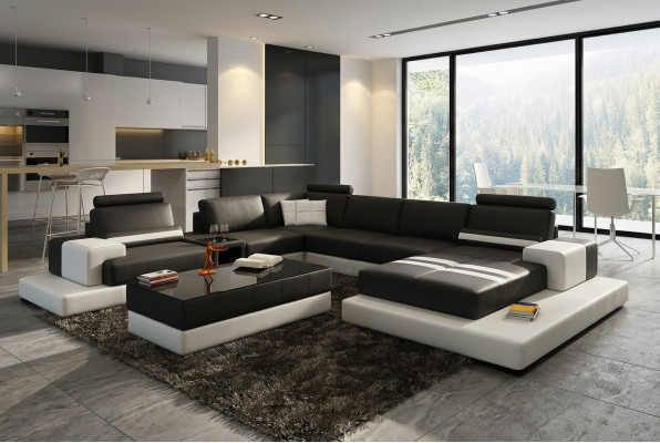 Moderne XXL Big Living Landschaft Sofa Couch Polster Ecksofas Suite