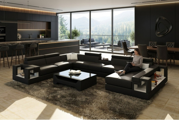 XXL Grand paysage de vie Canapé en cuir Canapé Canapé Canapé Canapé_SUITE