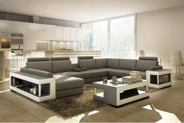Canapé en cuir XXL Canapé d'angle Design Grand canapé Canapé Rembourrage Siège d'angle Suite
