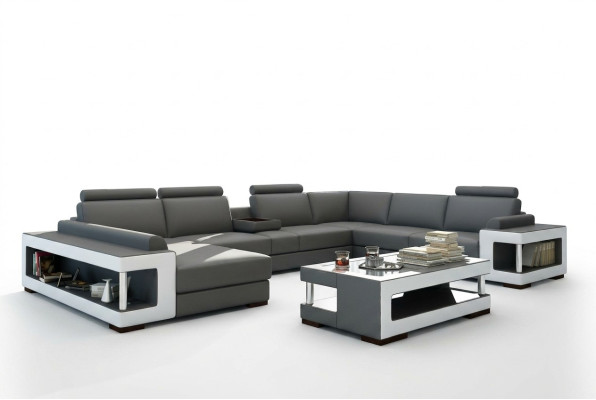Canapé en cuir XXL Canapé d'angle Design Grand canapé Canapé Rembourrage Siège d'angle Suite