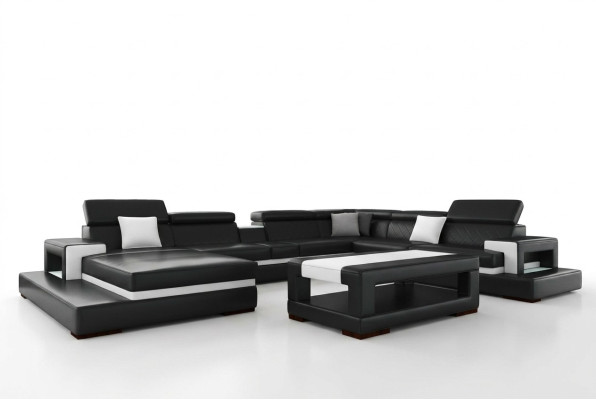 Canapé d'angle en cuir XXL, design canapé d'angle Big Sofa, canapé rembourré, siège d'angle, décoration de suite