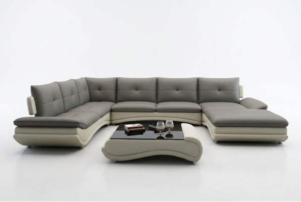 Canapé en cuir XXL en forme de U Salon Canapé Grand canapé en cuir Sofas