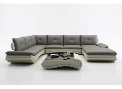 Canapé en cuir XXL en forme de U Salon Canapé Grand canapé en cuir Sofas
