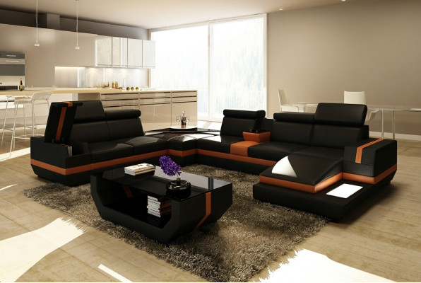 Canapé en cuir Canapé Canapé en forme de U Design Canapé moderne Canapé d'angle Canapés Design 5099
