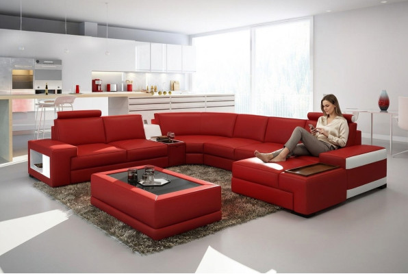 Canapé en cuir Canapé Canapé vivant paysage en forme de U Design Canapé moderne 5103 Canapés