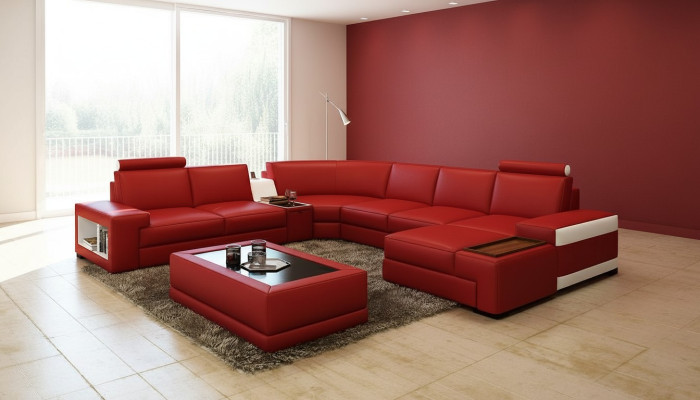 Canapé en cuir Canapé Canapé vivant paysage en forme de U Design Canapé moderne 5103 Canapés