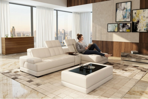 Canapé en cuir Canapé d'angle Canapé Sofa Rembourrage Salon d'angle En forme de L XXL Grands canapés