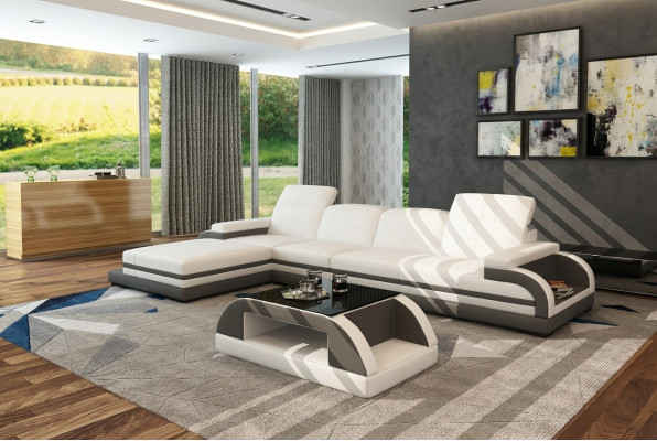 Canapé en cuir Canapé Canapé Living en forme de L Design Canapé moderne Canapé d'angle Canapés