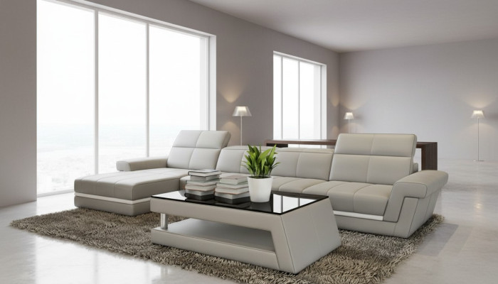 Canapé en cuir Canapé vivant Paysage en forme de L Design Canapé moderne 5136B Canapés