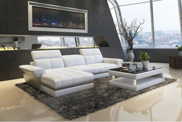 Canapé en cuir canapé canapé rembourrage salon paysage designer canapé en cuir en forme de L