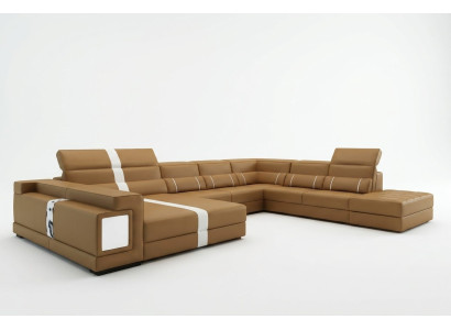 Luxus Wohnumgebung Ecksofa Sofa Couch Polstermöbel Ledersitz U-Form