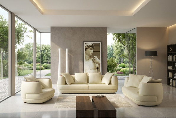 Ensemble de canapé de design de luxe Ensemble de siège en cuir classique Sofa Rembourrage