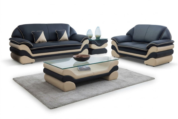 Table basse de concepteur de luxe classique Canapé Table de salon en cuir