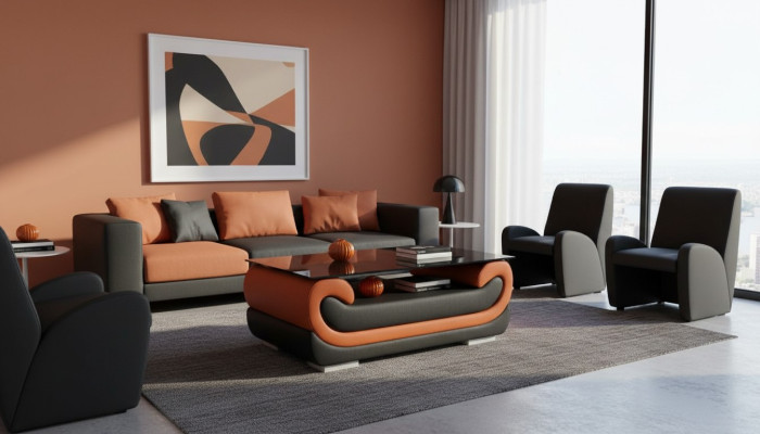 Superbe table en verre design, table d'appoint rembourrée pour le salon