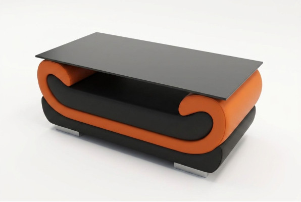 Superbe table en verre design, table d'appoint rembourrée pour le salon