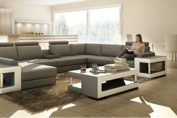 Table en verre de luxe Table d'appoint de salon Table design en verre cuir