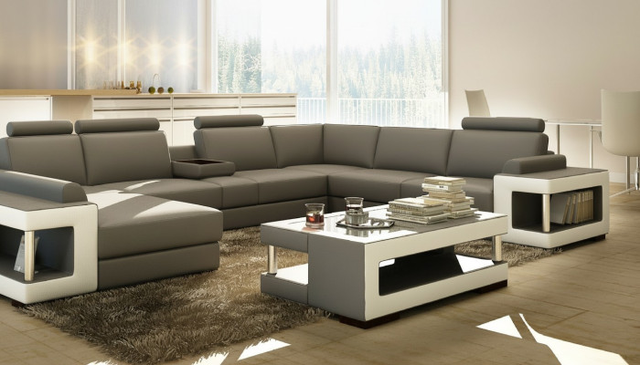 Table en verre de luxe Table d'appoint de salon Table design en verre cuir