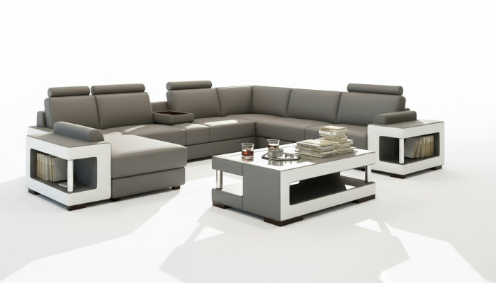 Table en verre de luxe Table d'appoint de salon Table design en verre cuir