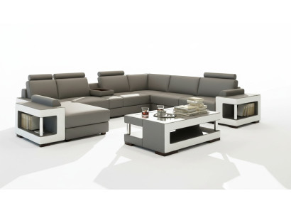 Table en verre de luxe Table d'appoint de salon Table design en verre cuir