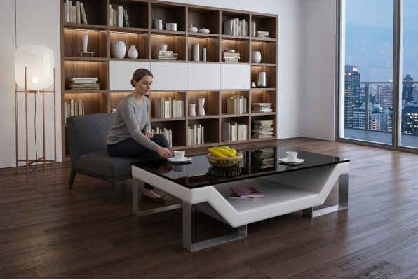 Table de canapé Table de design en verre Salon Canapé en cuir Table basse Side Sofa Coffee