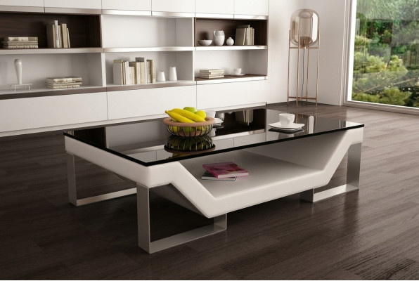 Table de canapé Table de design en verre Salon Canapé en cuir Table basse Side Sofa Coffee
