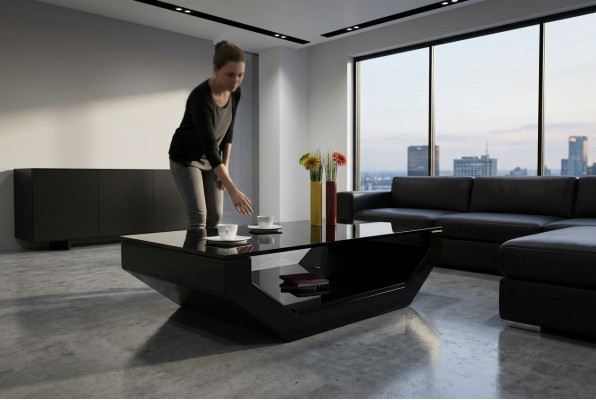 Espace de design Table en verre en cuir de luxe pour salon Table de canapé Tables d'appoint