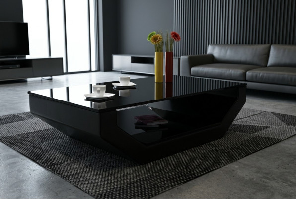Espace de design Table en verre en cuir de luxe pour salon Table de canapé Tables d'appoint