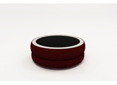 Table basse ronde en verre pour salon, table de canapé en cuir moderne avec rembourrage sur le côté