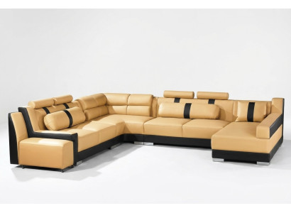 Canapé en cuir Canapé d'angle Rembourrage Coin en forme de U Paysage vivant Canapé d'angle Canapé de salon Sofas