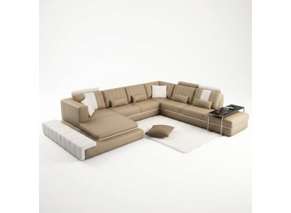 XXL Suite Rembourrée Design Canapé en Cuir Canapé en Forme de U Canapé Moderne