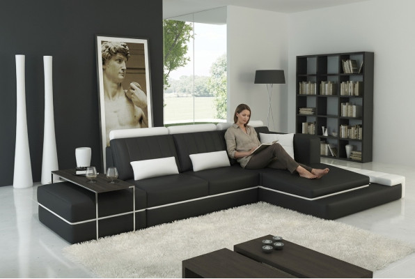 Moderne Wohnzimmer Eckschlafcouch Polstersofa Eckschlafsofa Ledersofa Garnitur L-Form