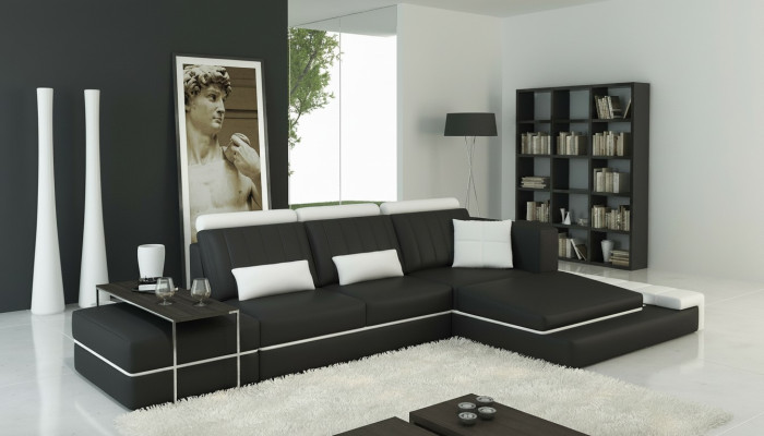 Moderne Wohnzimmer Eckschlafcouch Polstersofa Eckschlafsofa Ledersofa Garnitur L-Form