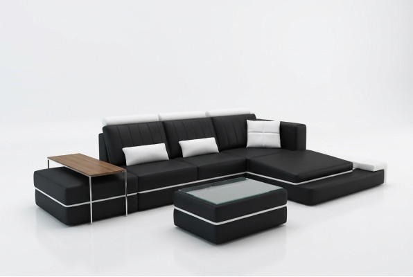 Moderne Wohnzimmer Eckschlafcouch Polstersofa Eckschlafsofa Ledersofa Garnitur L-Form
