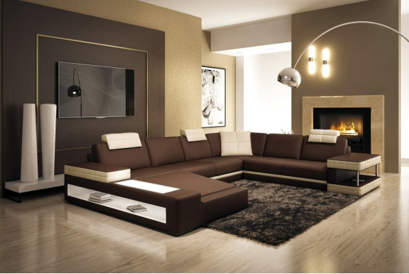 Grand canapé en cuir XXL Siège Canapé Tissu U-forme Suite Canapés en cuir