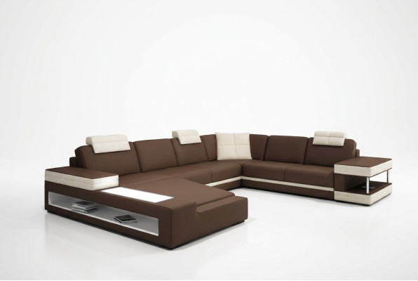 Grand canapé en cuir XXL Siège Canapé Tissu U-forme Suite Canapés en cuir