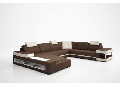 Grand canapé en cuir XXL Siège Canapé Tissu U-forme Suite Canapés en cuir