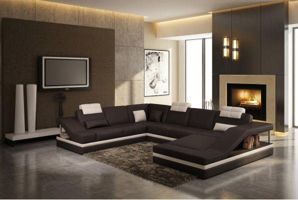 Moderne Wohnzimmer Ecksofa Wohnlandschaft Großes XXL-Ledersofa