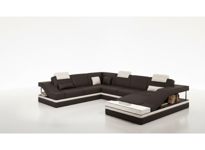 Moderne Wohnzimmer Ecksofa Wohnlandschaft Großes XXL-Ledersofa