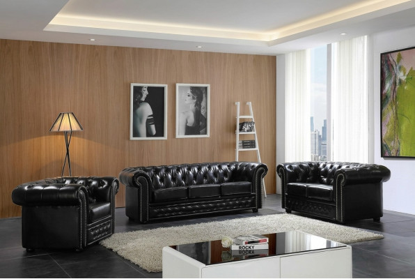 Canapé Chesterfield en cuir ensemble complet de canapés.